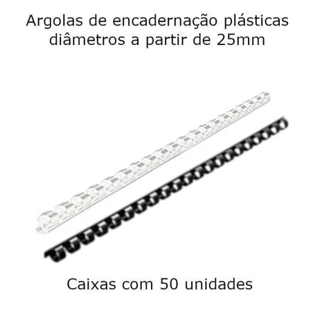 Lombadas plásticas para encadernação (diâmetros maiores)