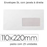 Envelopes comerciais 110X220mm com janela (packs com 25)