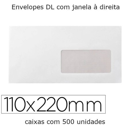 Envelopes brancos 110X220mm com janela