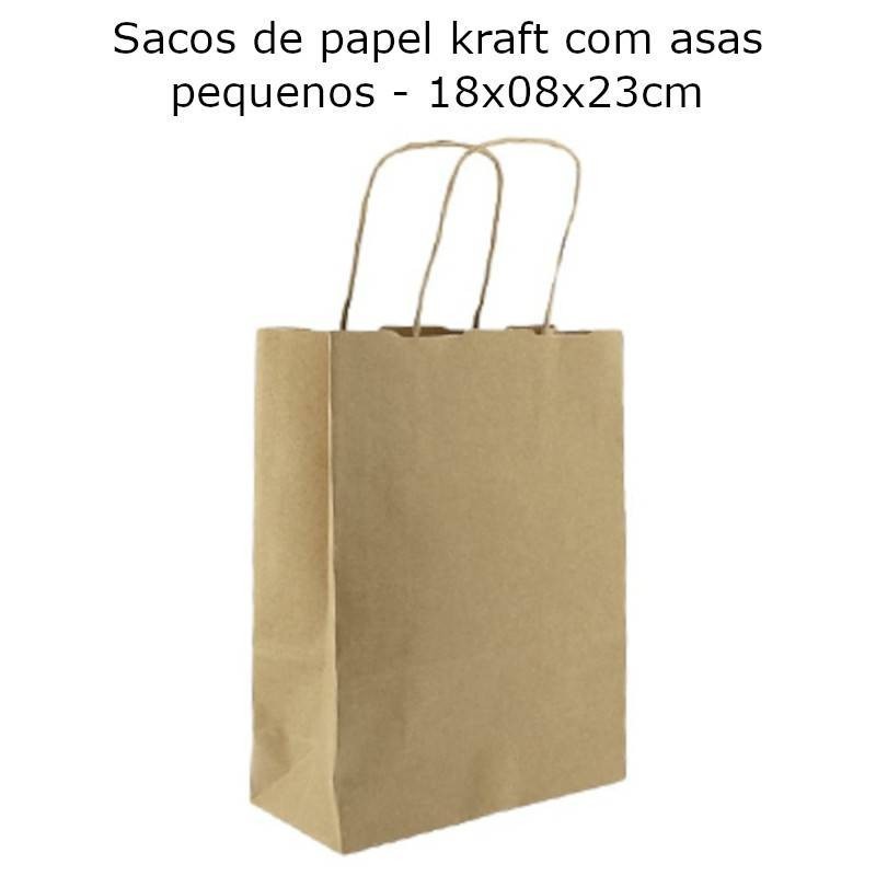 Sacos de papel com asa pequenos 18x08x23cm