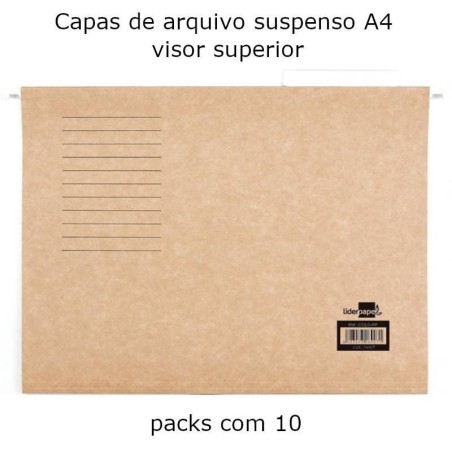 Capas de arquivo suspenso A4 com visor superior