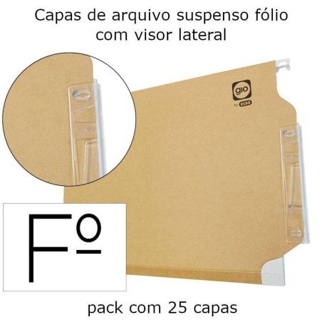 Capas de arquivo suspenso fólio e visor lateral