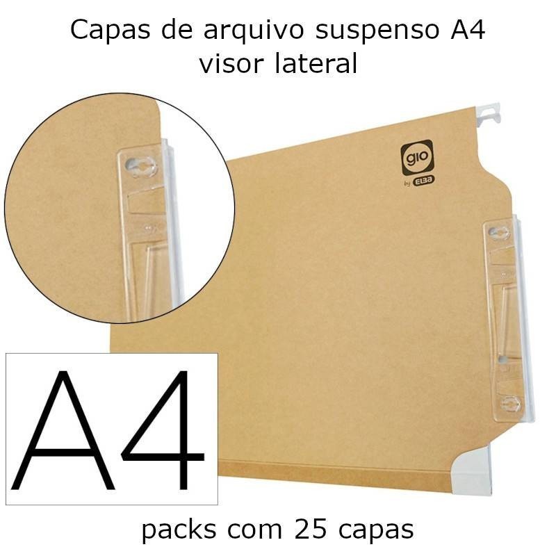 Capas de arquivo suspenso A4 com visor lateral