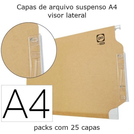Capas de arquivo suspenso A4 com visor lateral