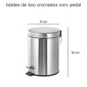 Baldes de lixo metálicos 6 L com pedal