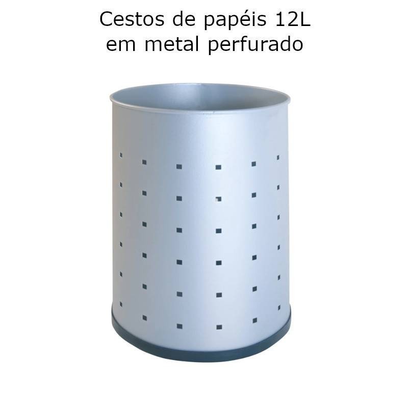Cestos de papeis metálicos perfurados 12L