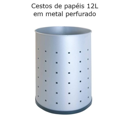 Cestos de papeis metálicos perfurados 12L