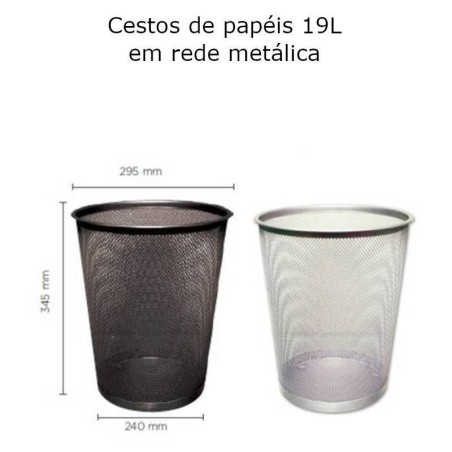 Cestos de papeis em rede metálica 19L