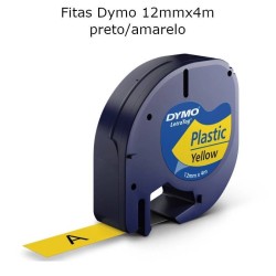 Fitas Dymo 12mmx4m Plástico preto/amarelo S0721620