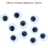 Olhos móveis 12 mm brancos com pupila preta