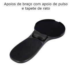 Apoios de braços ergonómicos com tapete de rato e apoio de pulsos
