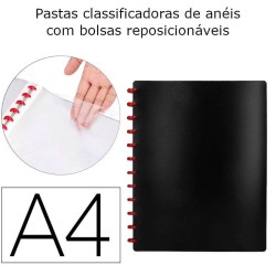 Capas classificadoras A4 de anéis