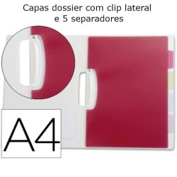Capas dossier com clip lateral e 5 separadores