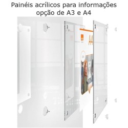 Painel informativo amovível em acrílico transparente