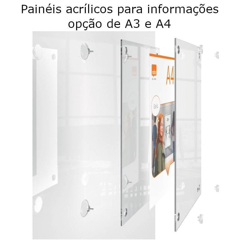 Painel informativo amovível em acrílico transparente