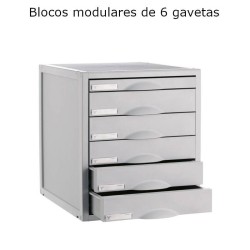 Blocos de 6 Gavetas Modulares em Cinza