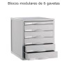 Blocos de 6 Gavetas Modulares em Cinza