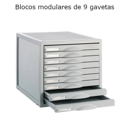 Blocos modulares de 9 gavetas