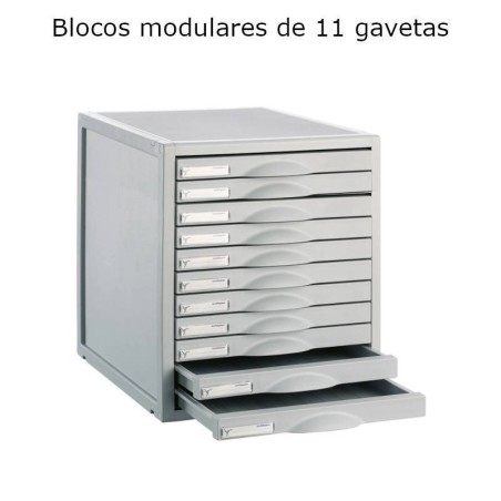 Blocos modulares de 11 gavetas