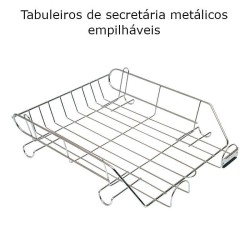 Tabuleiros metálicos de secretária empilháveis em cromado