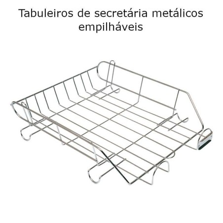Tabuleiros metálicos de secretária empilháveis