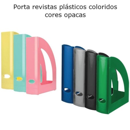 Porta revistas em plástico colorido opaco