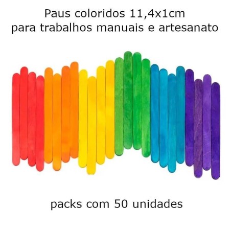 Paus de madeira coloridos sortidos 11,4x1cm
