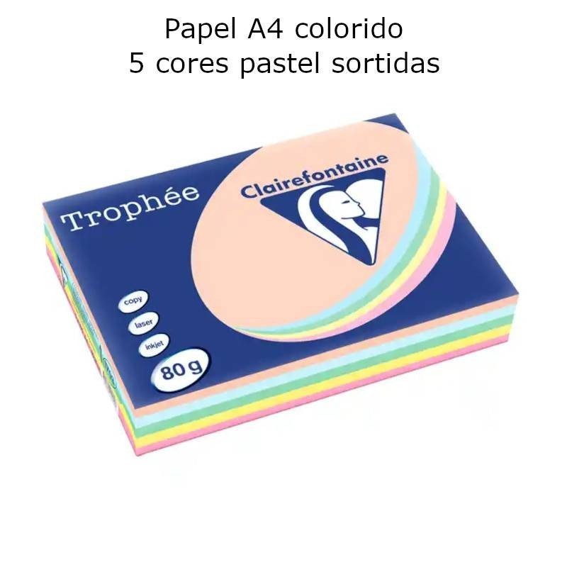 Papel Trophée A4 80 gr 5 cores sortidas pastel