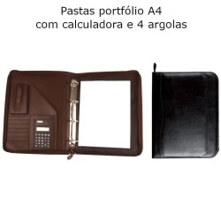 Pastas portfólio A4 com calculadora e 4 argolas