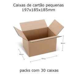 Caixas de cartão 197x185x185mm pack com 30 unidades