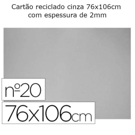 Cartão reciclado cinza 76x106cm 
com espessura de 2mm
