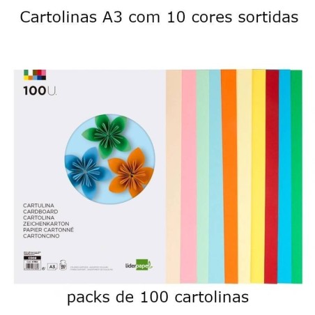 Cartolinas A3 com 10 cores sortidas