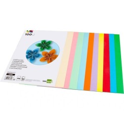 Cartolinas A4 coloridas - packs com100 unidades de 10 cores sortidas