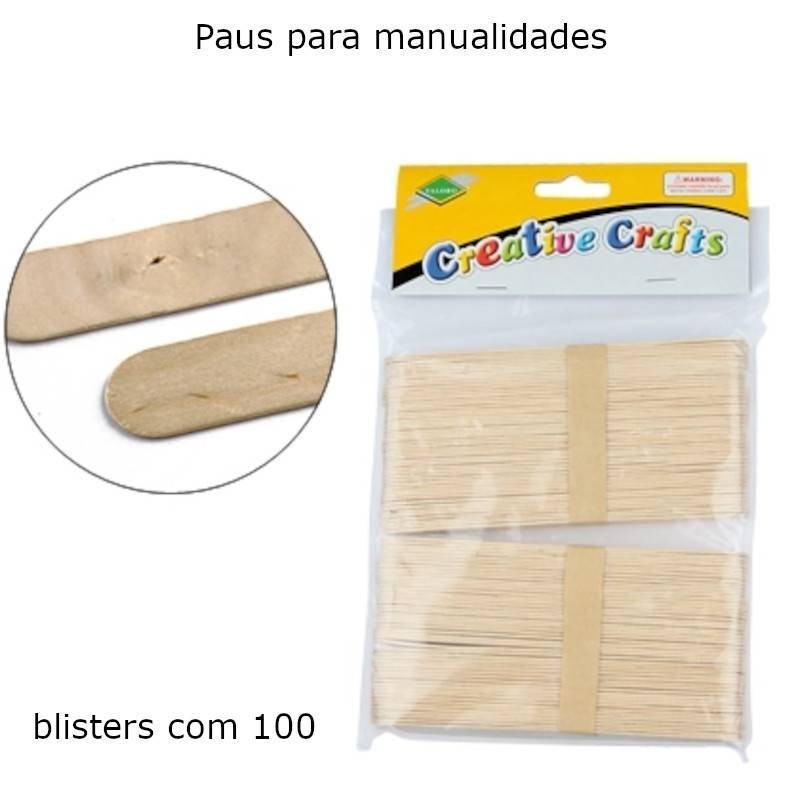 Paus para manualidades madeira natural 15 x 2 cm