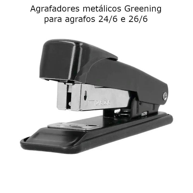 Agrafadores Greening metálicos pretos para agrafes 24/6 e 26/6