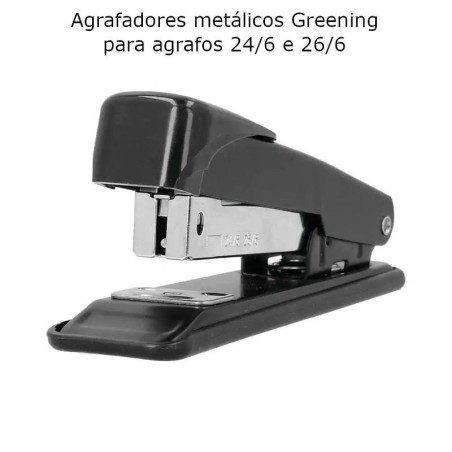 Agrafadores Greening metálicos pretos para agrafes 24/6 e 26/6