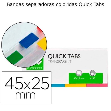 Bandas Separadoras Coloridas Quick Tabs 25x45mm – Q-Connect / 160 un.