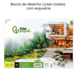 Blocos de desenho Lineal colados com esquadria