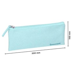 Estojos escolares planos largos coloridos um fecho 200x100 mm azuis claros