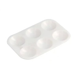 Paleta para pintura retangular em plástico com 6 cavidades