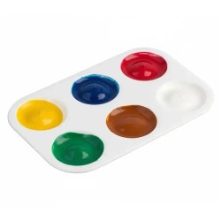 Paleta para pintura retangular em plástico com 6 cavidades