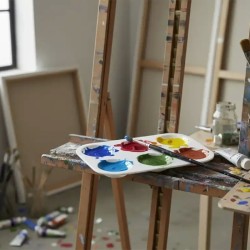 Paleta para pintura retangular em plástico com 6 cavidades