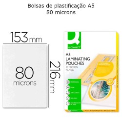 Bolsas de plastificar A5 (153X216 mm) 80 microns