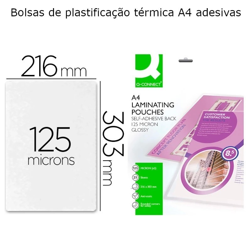 Bolsas de plastificação térmica A4 adesivas