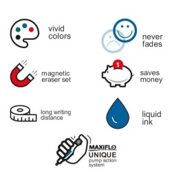 Apagadores magnéticos com 4 marcadores Pentel para quadros brancos