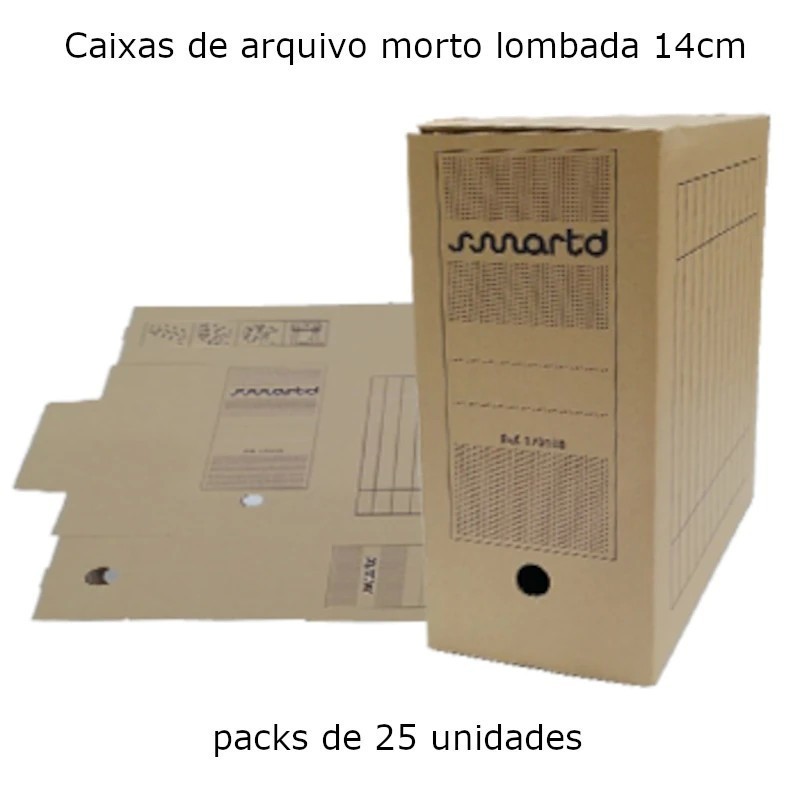 Caixa de Arquivo Morto Lombada 14 cm Kraft (pack 25 unidades)