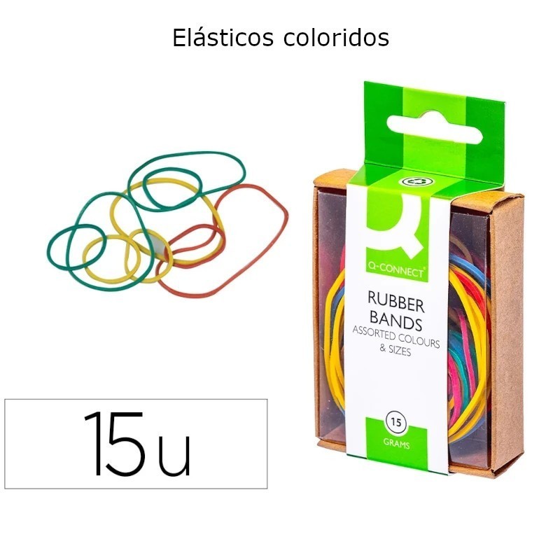 Elásticos Coloridos Q-CONNECT em Caixa 15 g
