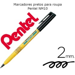 Marcadores pretos para tecido Pentel NM10