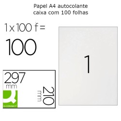 Papel autocolante A4 branco – pack 100 folhas para etiquetas