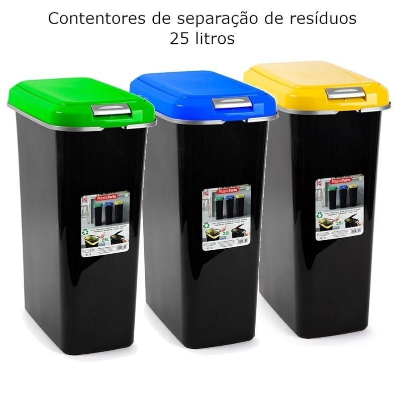 Contentores para Separação de Resíduos 25L com Tampa Colorida